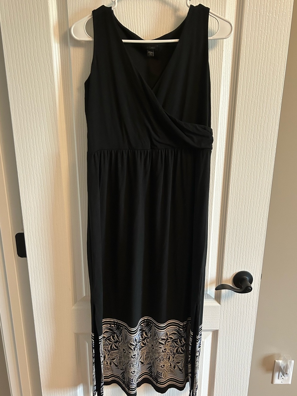 J. Jill Black Maxi Dress with Printed Hem Border